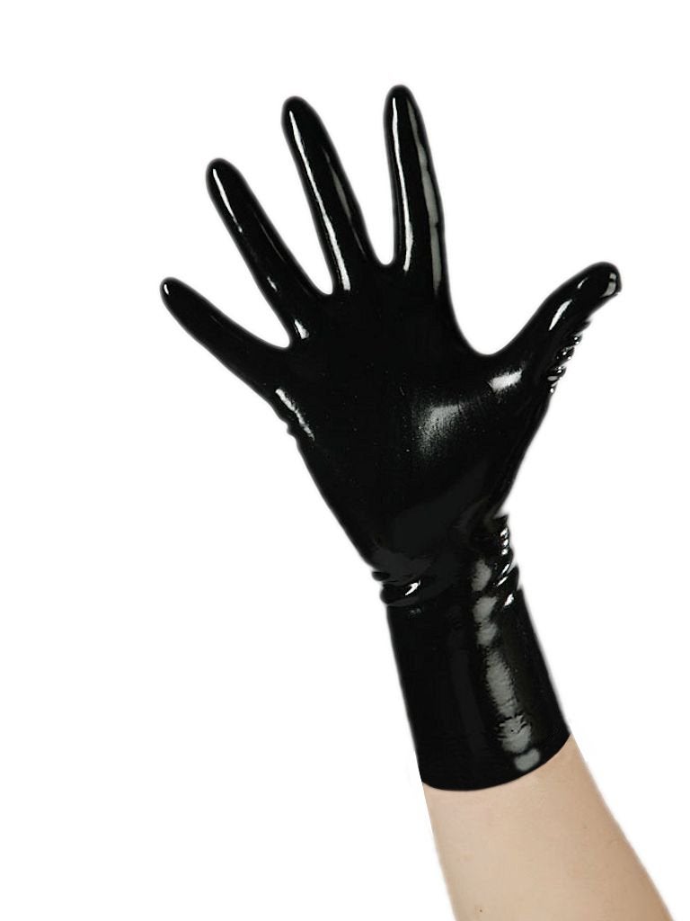 EXLATEX Rubber Secrets Short Latex Mixed Toes Wrist Gloves (X-Large,Black) - Image 1